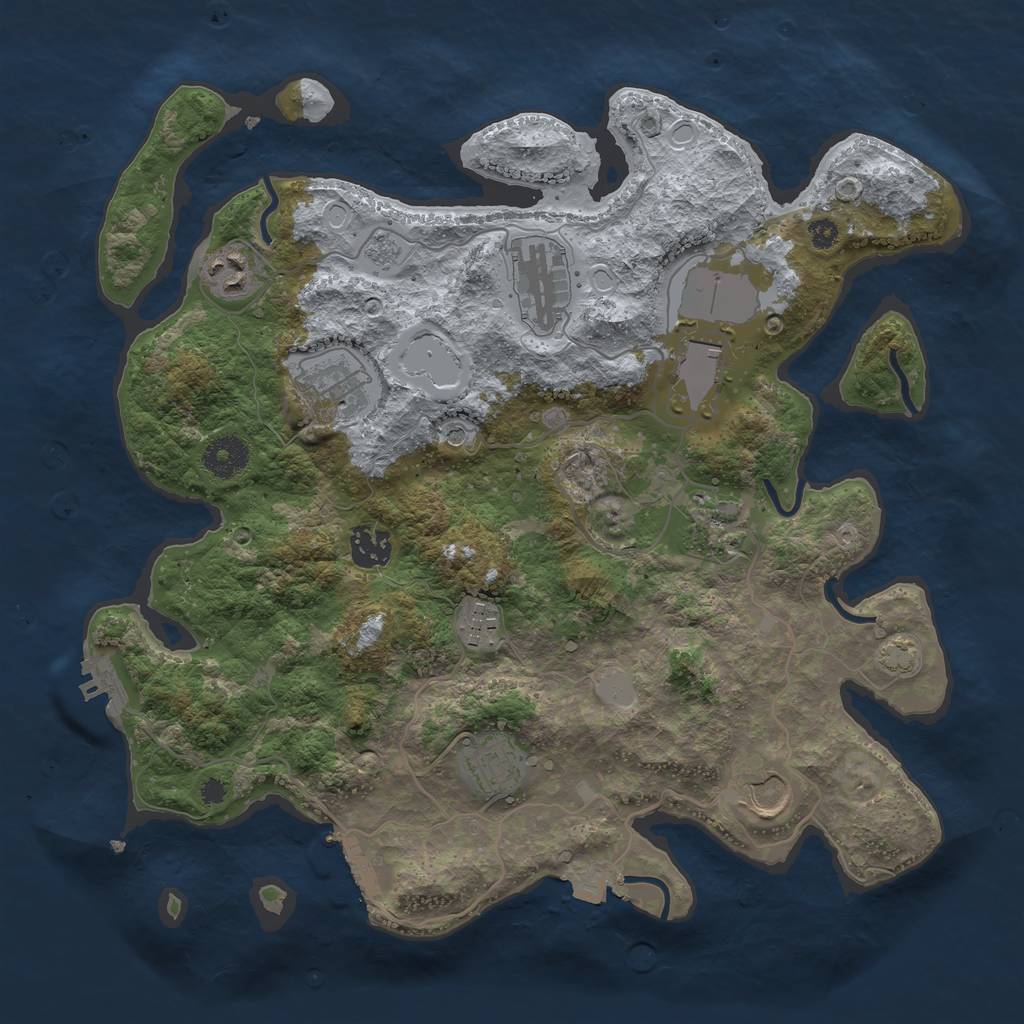 Rust Map: Procedural Map, Size: 3550, Seed: 900769, 17 Monuments