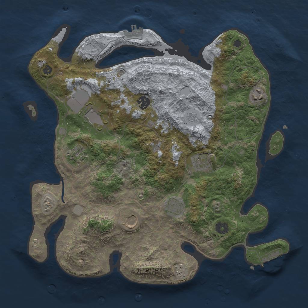 Rust Map: Procedural Map, Size: 3550, Seed: 751208, 15 Monuments