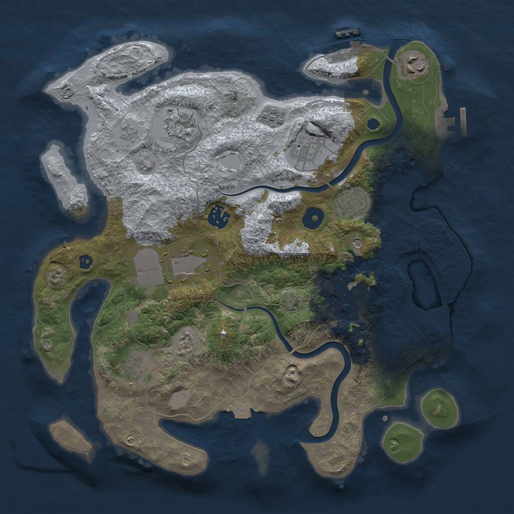 Rust Map: Procedural Map, Size: 3550, Seed: 275691, 15 Monuments