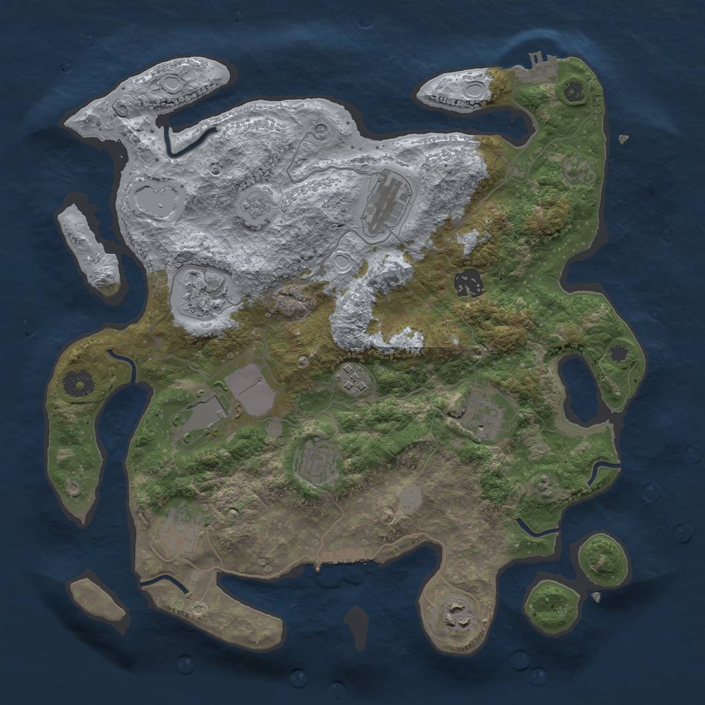 Rust Map: Procedural Map, Size: 3550, Seed: 275691, 16 Monuments
