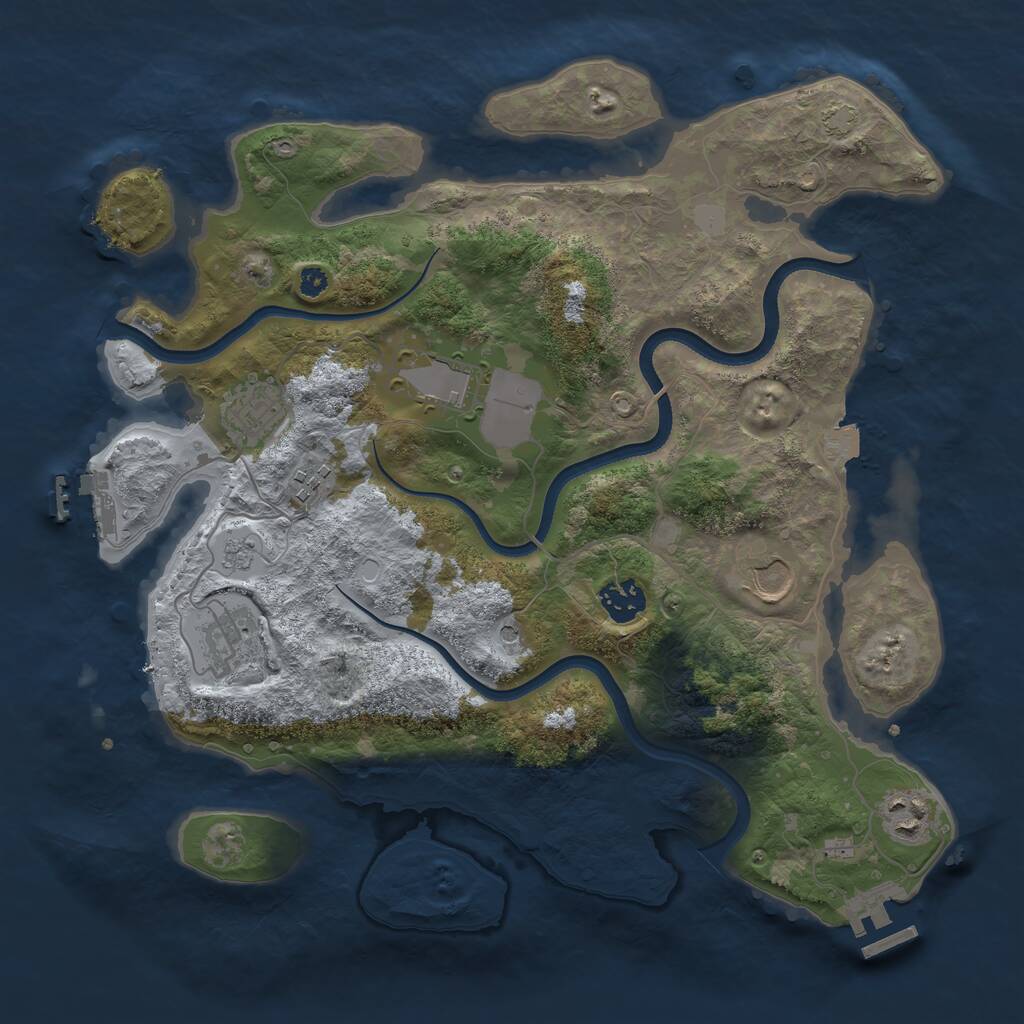 Rust Map: Procedural Map, Size: 3550, Seed: 823165, 13 Monuments
