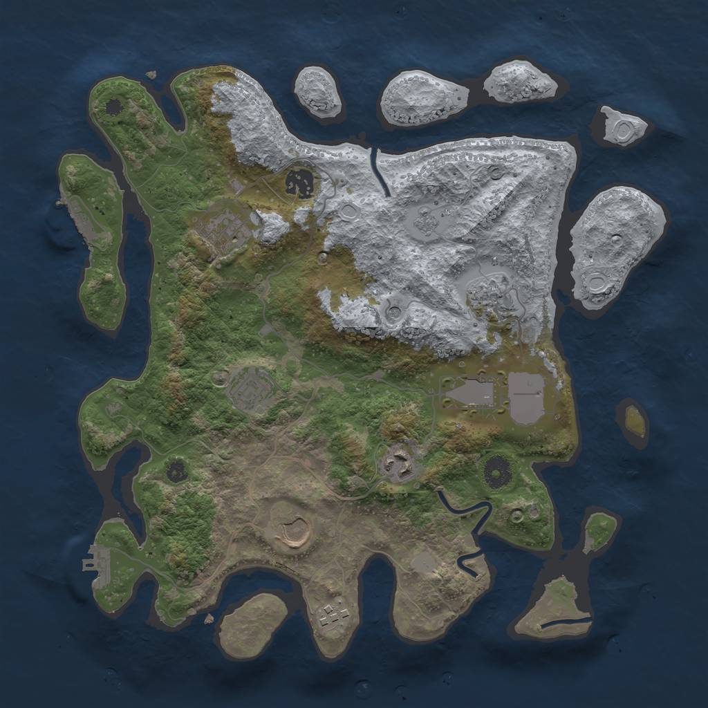 Rust Map: Procedural Map, Size: 3550, Seed: 380570, 15 Monuments