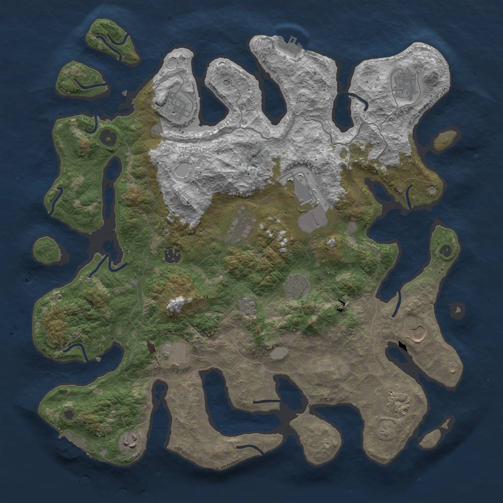 Rust Map: Procedural Map, Size: 4500, Seed: 58, 19 Monuments