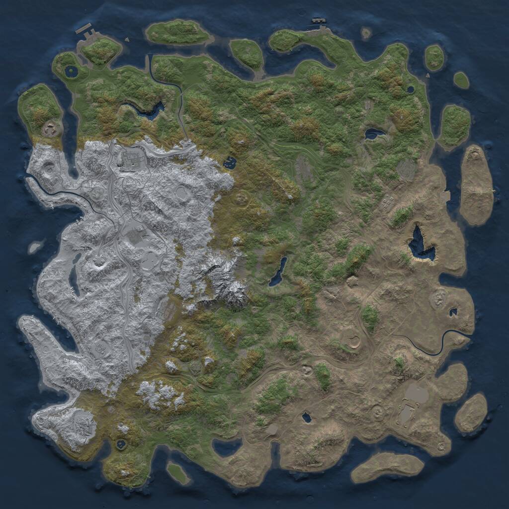 Rust Map: Procedural Map, Size: 6000, Seed: 15663685, 17 Monuments