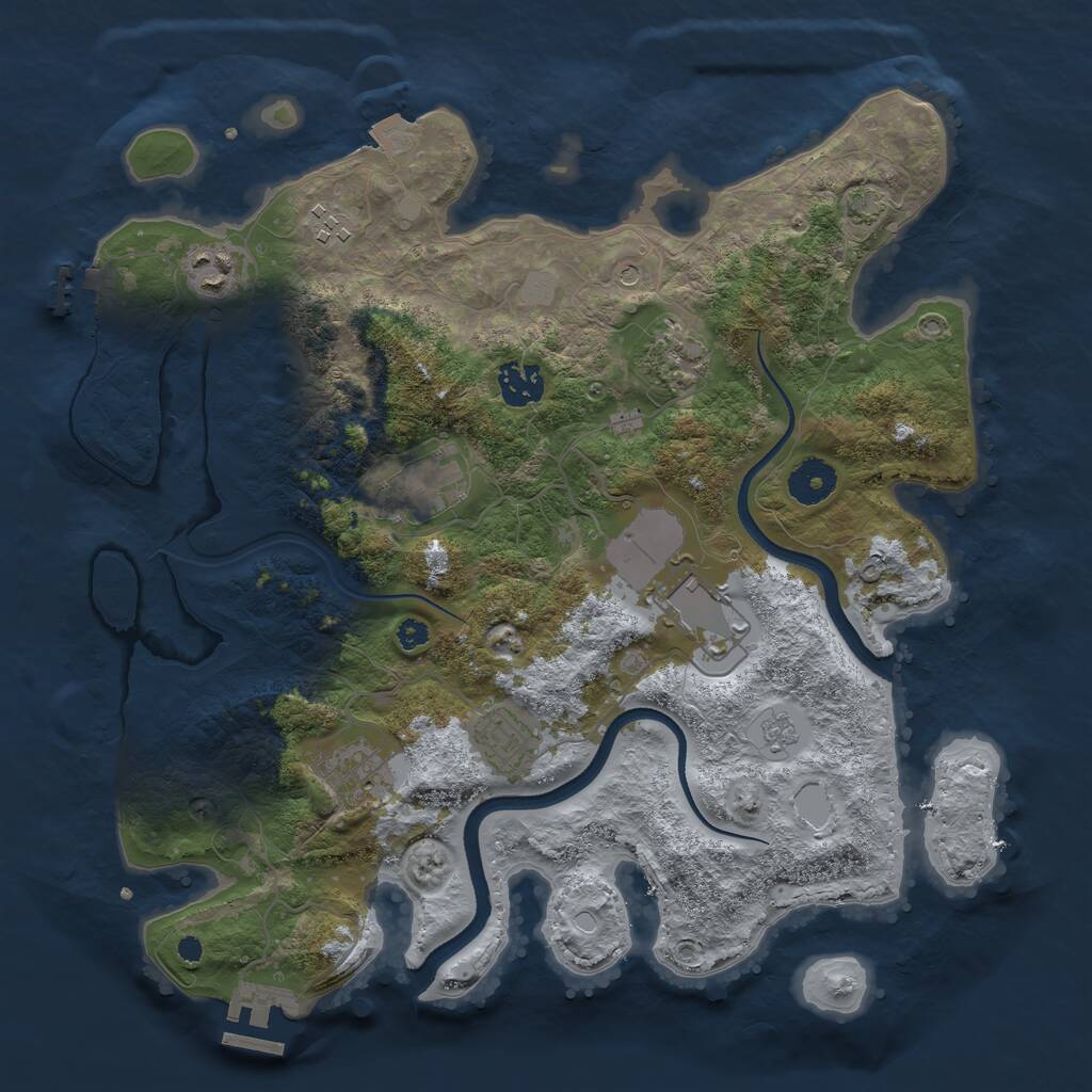 Rust Map: Procedural Map, Size: 3550, Seed: 904670, 14 Monuments