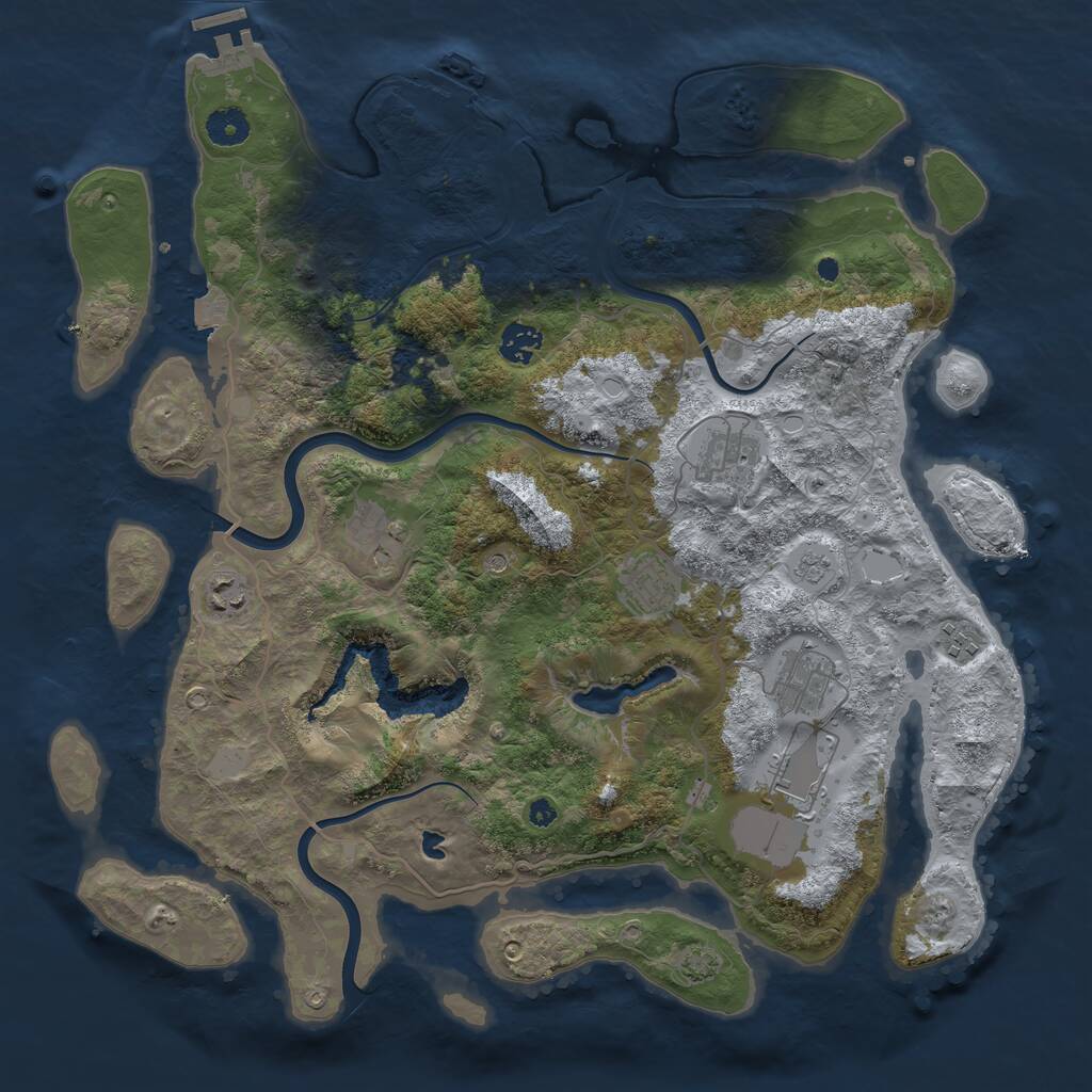 Rust Map: Procedural Map, Size: 4000, Seed: 34261872, 14 Monuments