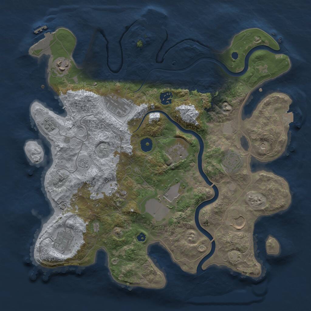 Rust Map: Procedural Map, Size: 3550, Seed: 339229, 16 Monuments