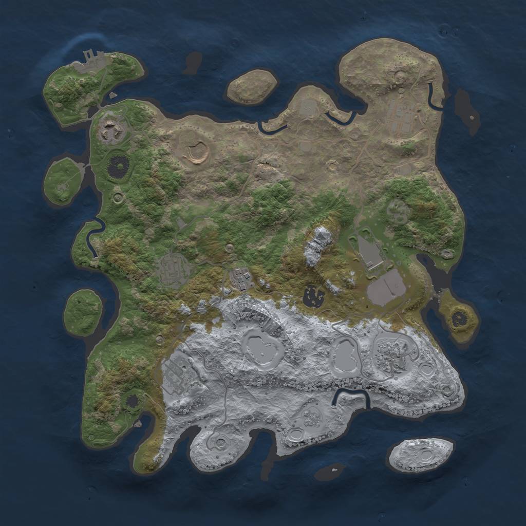 Rust Map: Procedural Map, Size: 3550, Seed: 189124, 15 Monuments
