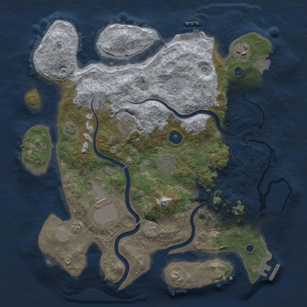 Rust Map: Procedural Map, Size: 3500, Seed: 897364, 11 Monuments