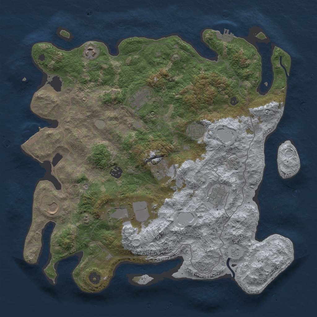 Rust Map: Procedural Map, Size: 4000, Seed: 314854, 16 Monuments