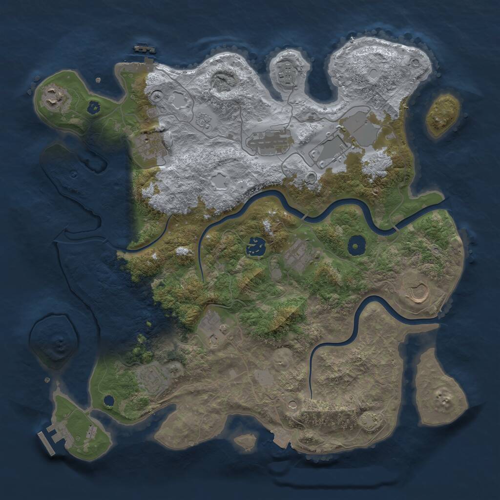 Rust Map: Procedural Map, Size: 3800, Seed: 854514331, 16 Monuments
