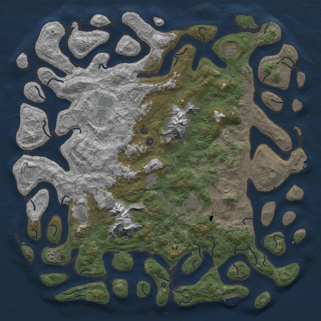 Rust Map: Procedural Map, Size: 6000, Seed: 9911, 19 Monuments