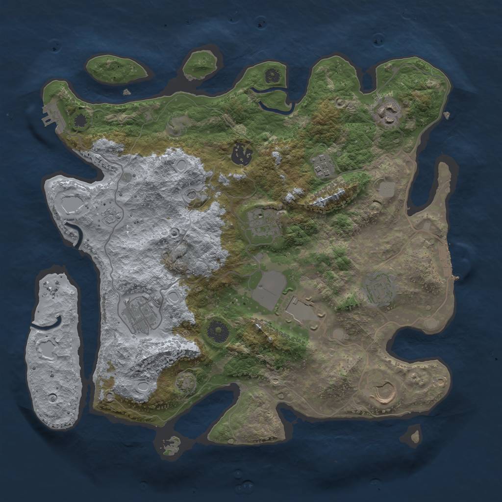 Rust Map: Procedural Map, Size: 3500, Seed: 325628119, 16 Monuments