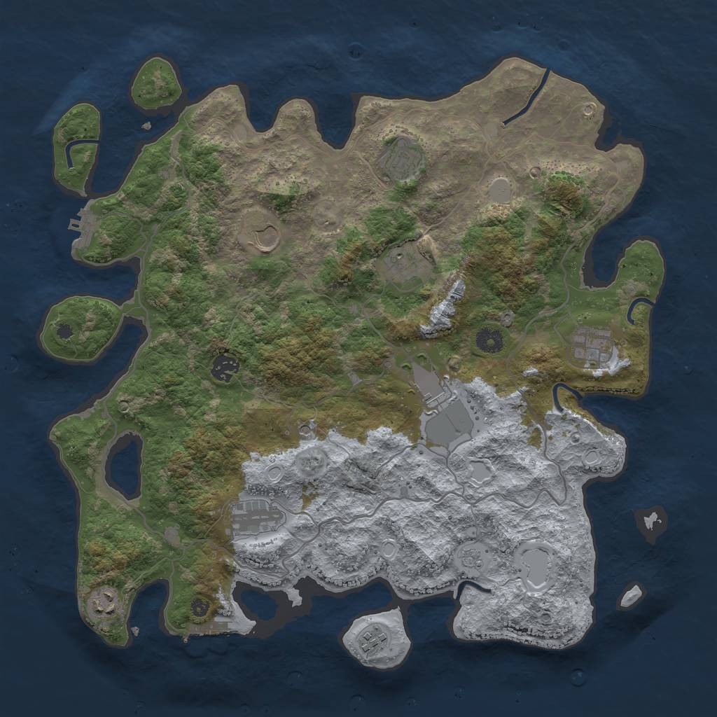 Rust Map: Procedural Map, Size: 4000, Seed: 6748, 16 Monuments