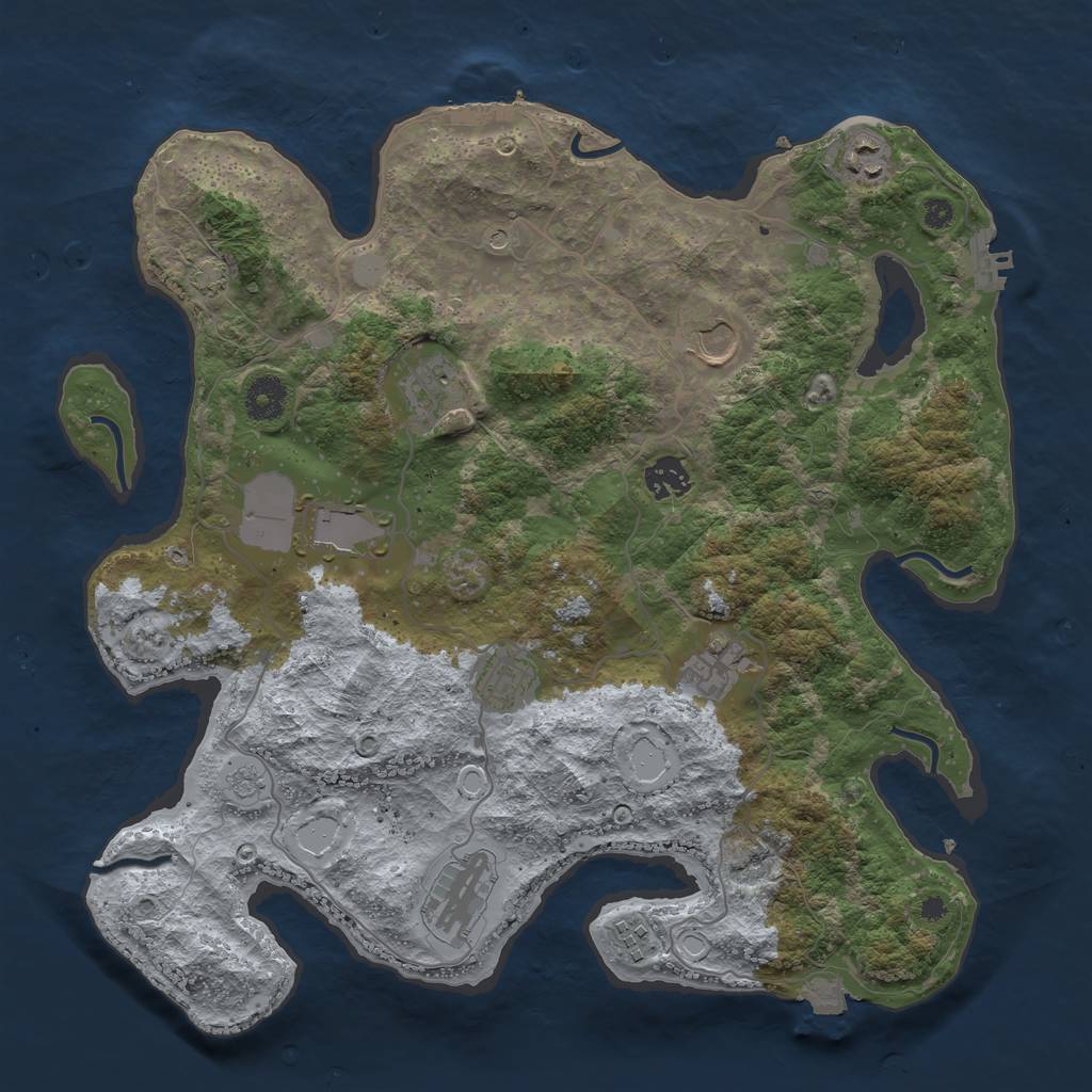 Rust Map: Procedural Map, Size: 3750, Seed: 2147483647, 17 Monuments
