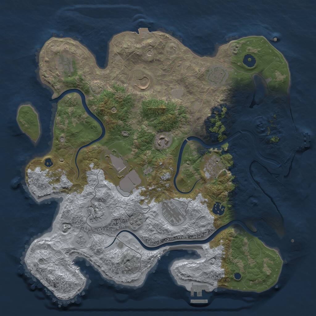Rust Map: Procedural Map, Size: 3750, Seed: 2147483647, 16 Monuments