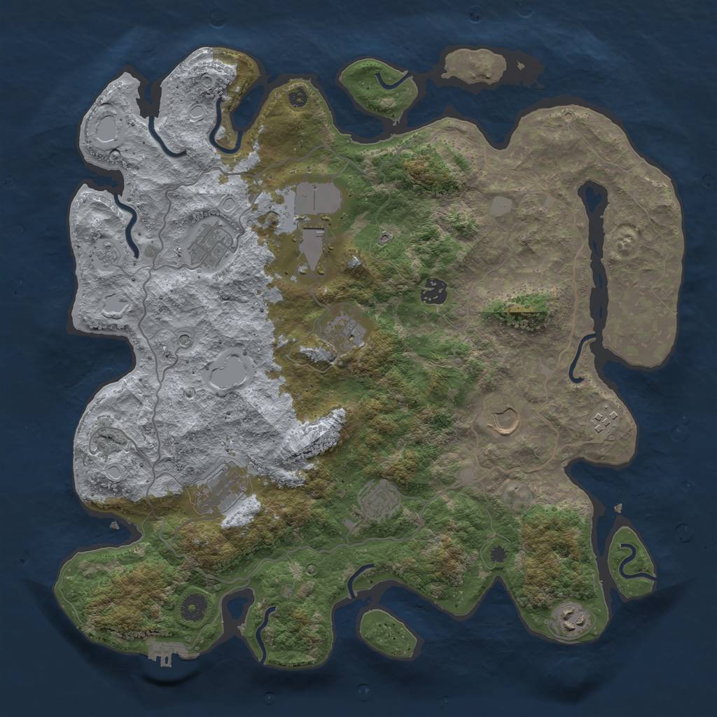 Rust Map: Procedural Map, Size: 4000, Seed: 52305, 15 Monuments
