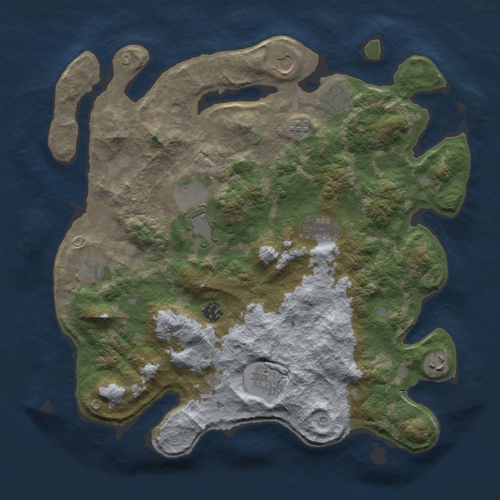 Rust Map: Barren, Size: 4000, Seed: 2063, 12 Monuments