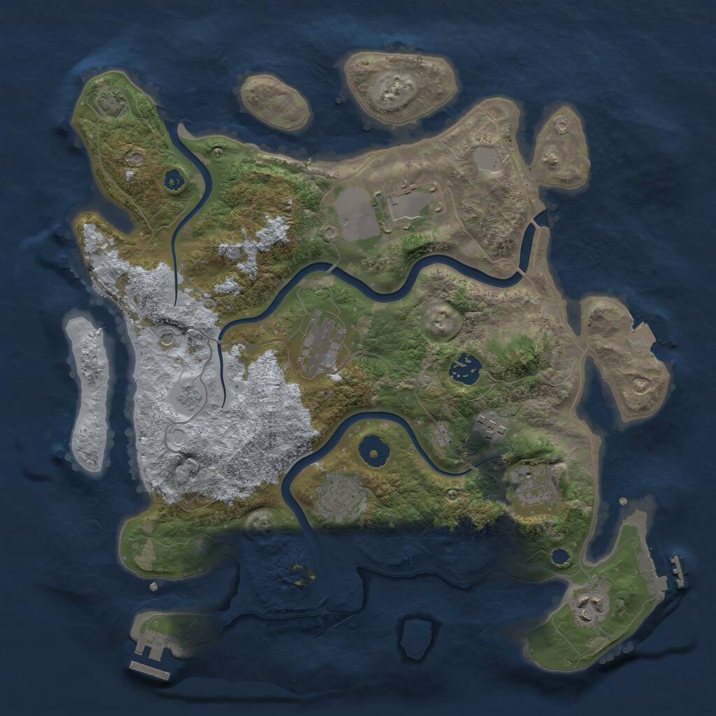 Rust Map: Procedural Map, Size: 3550, Seed: 291778, 13 Monuments