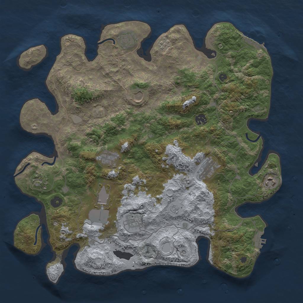 Rust Map: Procedural Map, Size: 4000, Seed: 910266, 17 Monuments