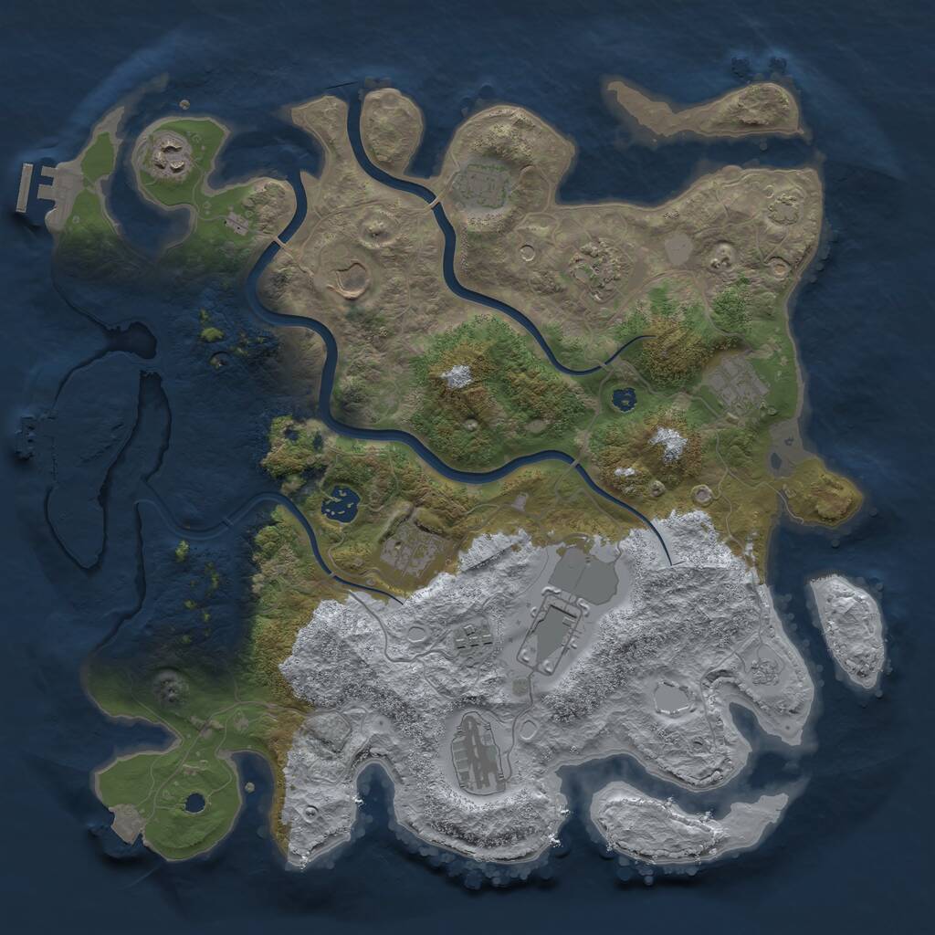 Rust Map: Procedural Map, Size: 3850, Seed: 135668857, 16 Monuments