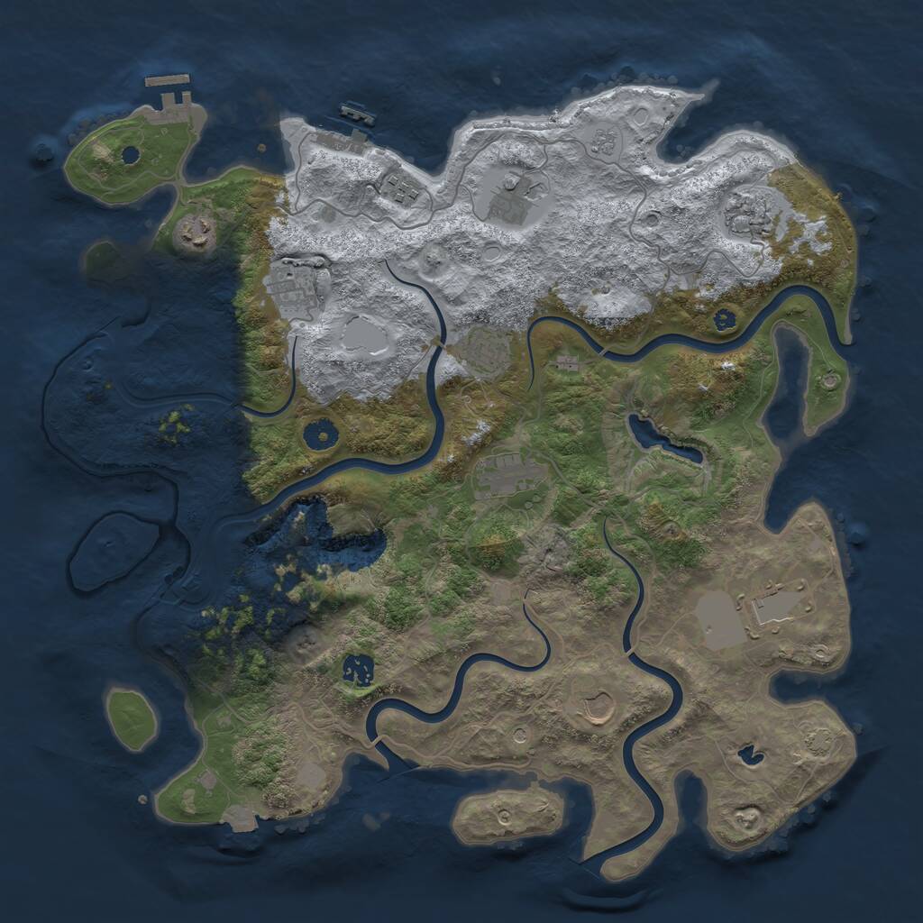 Rust Map: Procedural Map, Size: 4200, Seed: 65, 16 Monuments