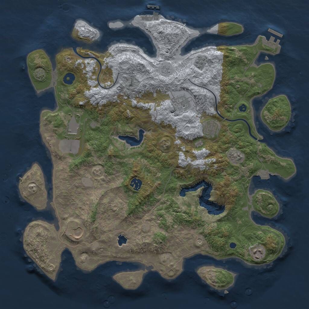 Rust Map: Procedural Map, Size: 4000, Seed: 663477, 13 Monuments