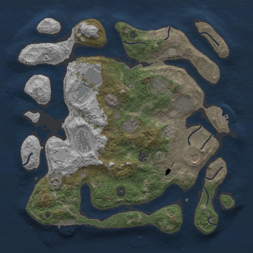 Rust Map: Procedural Map, Size: 3800, Seed: 472389888, 17 Monuments