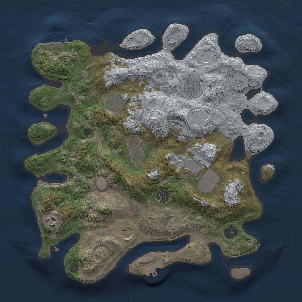 Rust Map: Procedural Map, Size: 3500, Seed: 1205723557, 16 Monuments