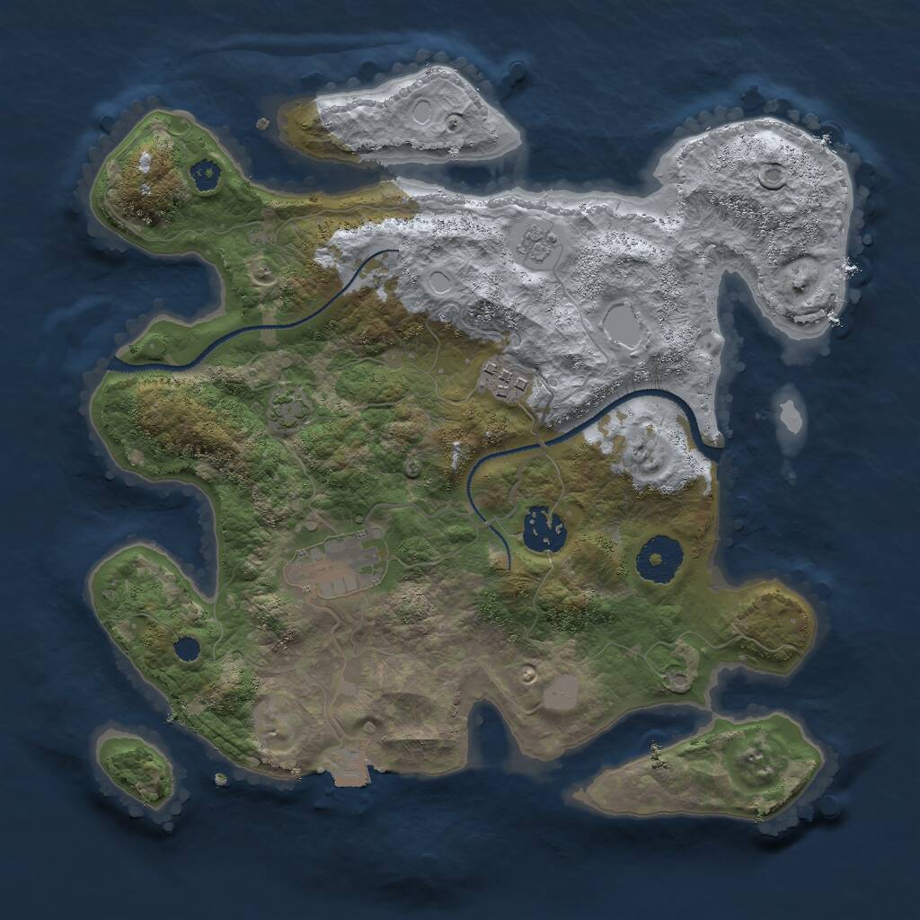 Rust Map: Procedural Map, Size: 3000, Seed: 559105, 6 Monuments