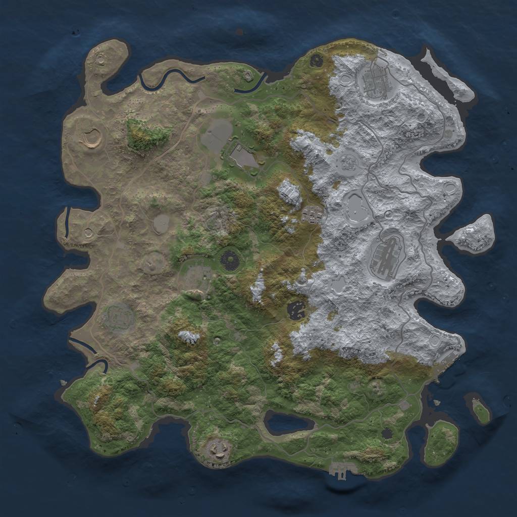 Rust Map: Procedural Map, Size: 4000, Seed: 85246321, 16 Monuments