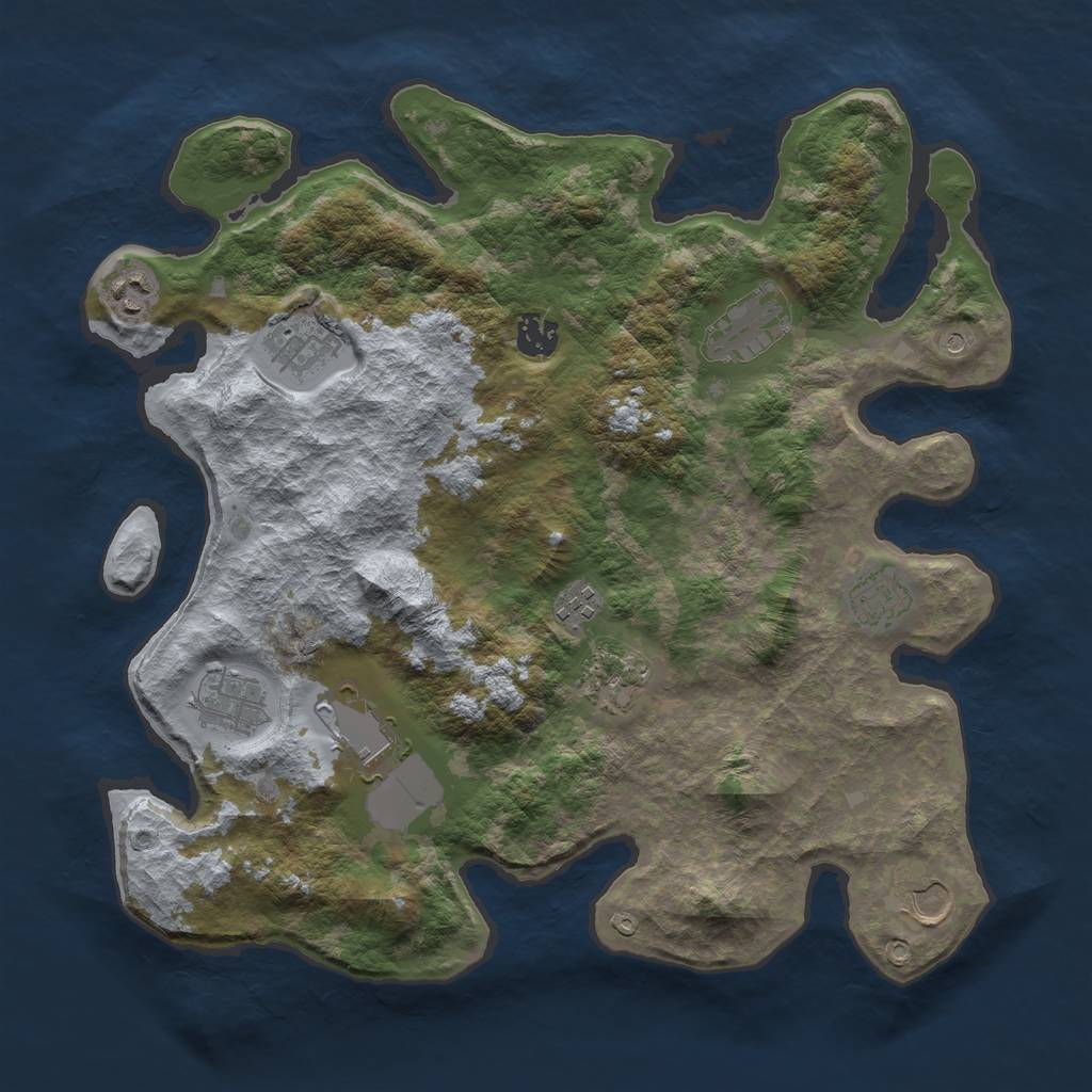 Rust Map: Barren, Size: 3750, Seed: 435195283, 13 Monuments