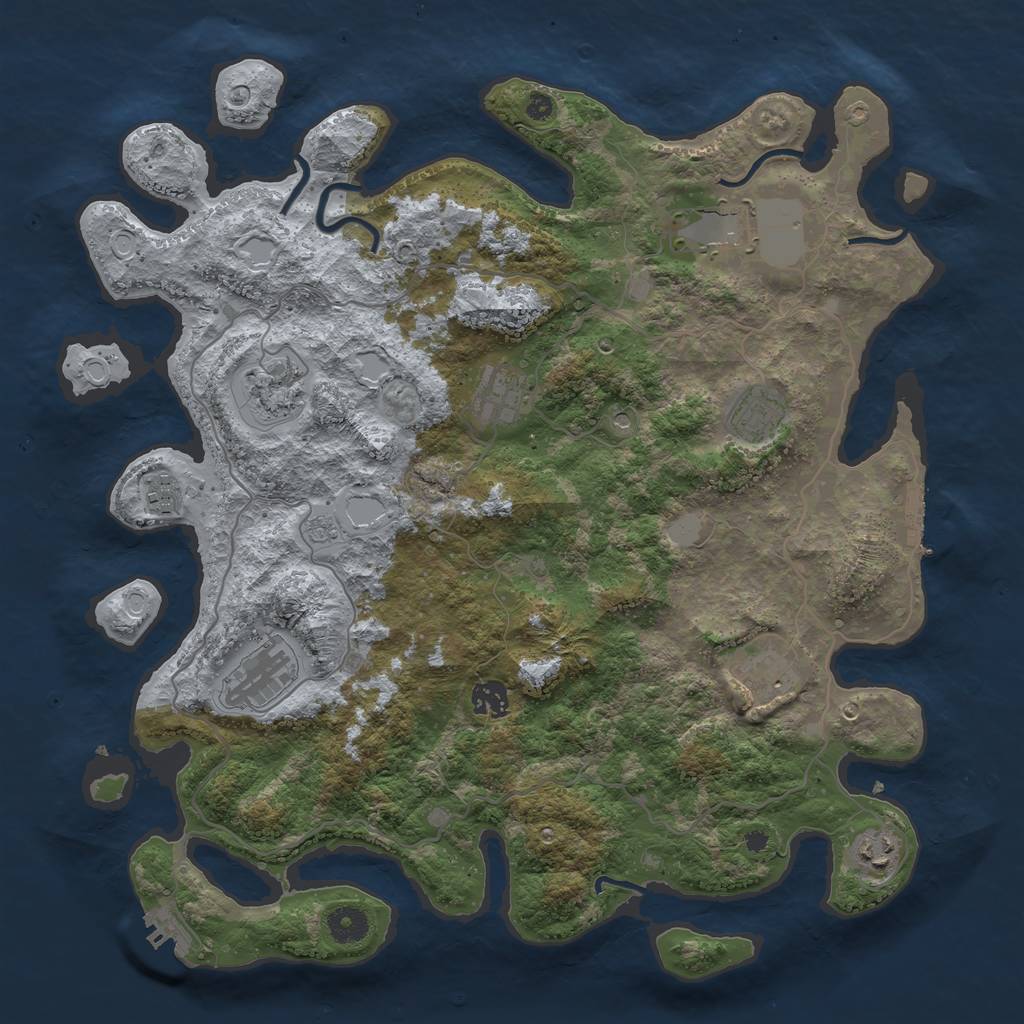 Rust Map: Procedural Map, Size: 4000, Seed: 990994, 16 Monuments