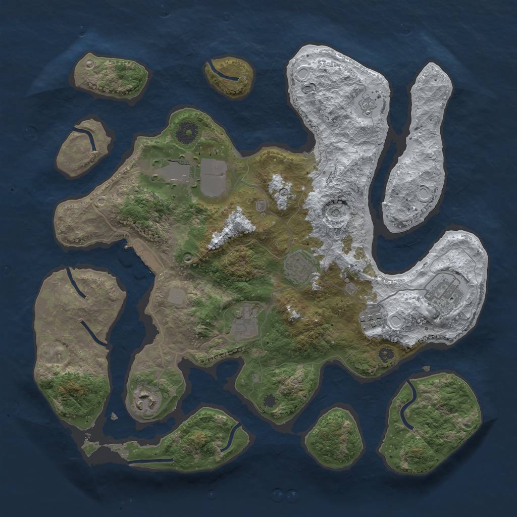 Rust Map: Procedural Map, Size: 3550, Seed: 707062, 14 Monuments