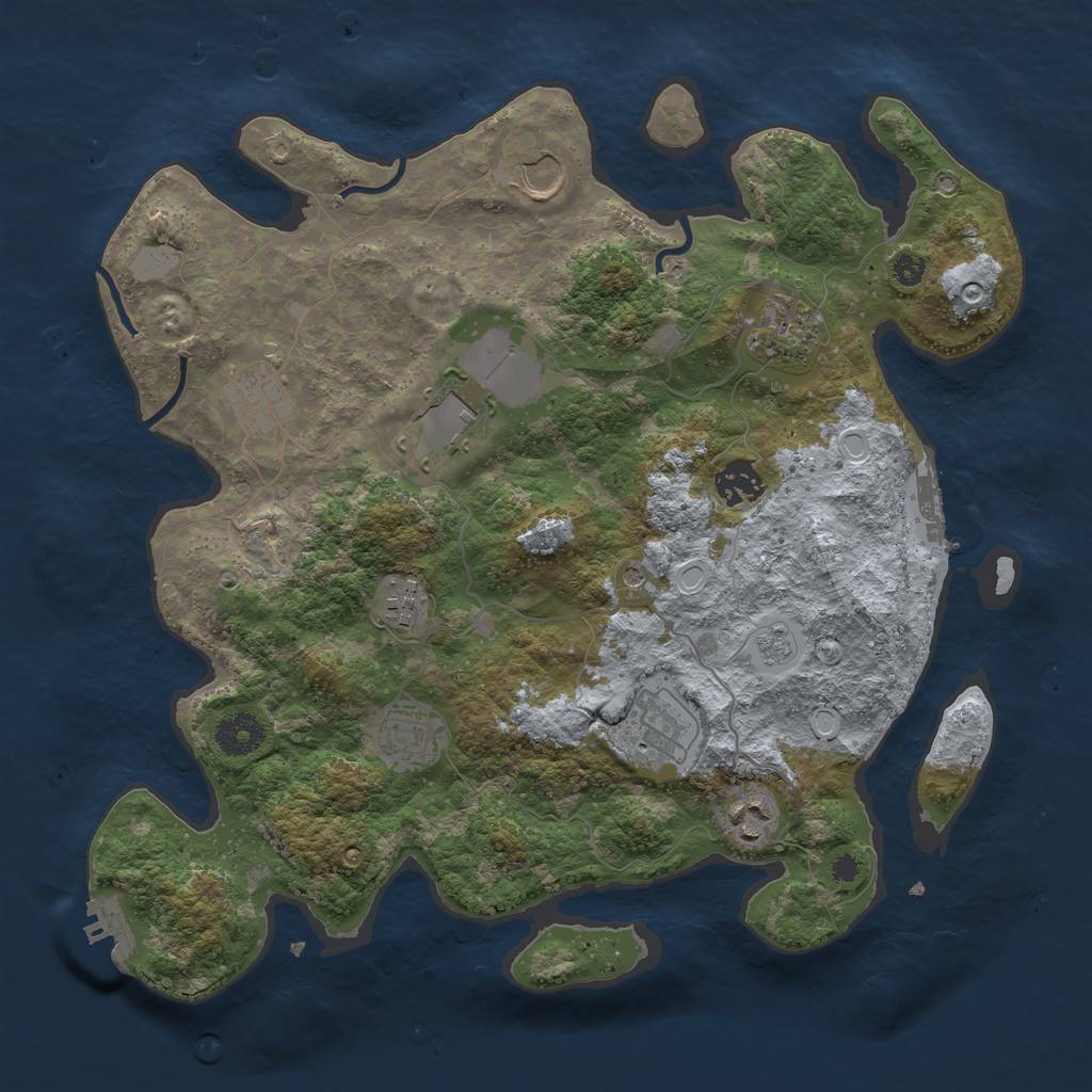 Rust Map: Procedural Map, Size: 3550, Seed: 926516, 16 Monuments