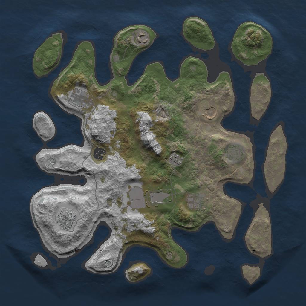 Rust Map: Barren, Size: 3750, Seed: 1657669852, 12 Monuments