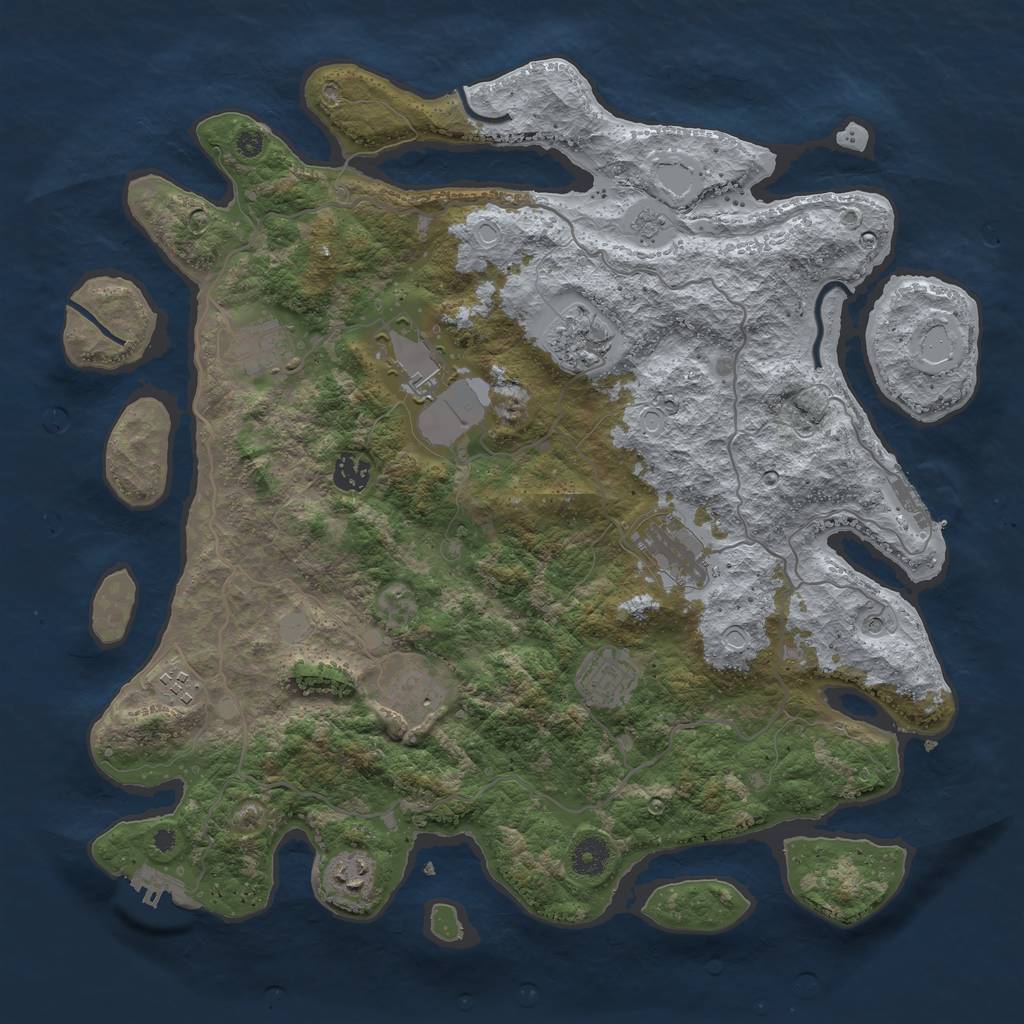 Rust Map: Procedural Map, Size: 4000, Seed: 644168, 16 Monuments