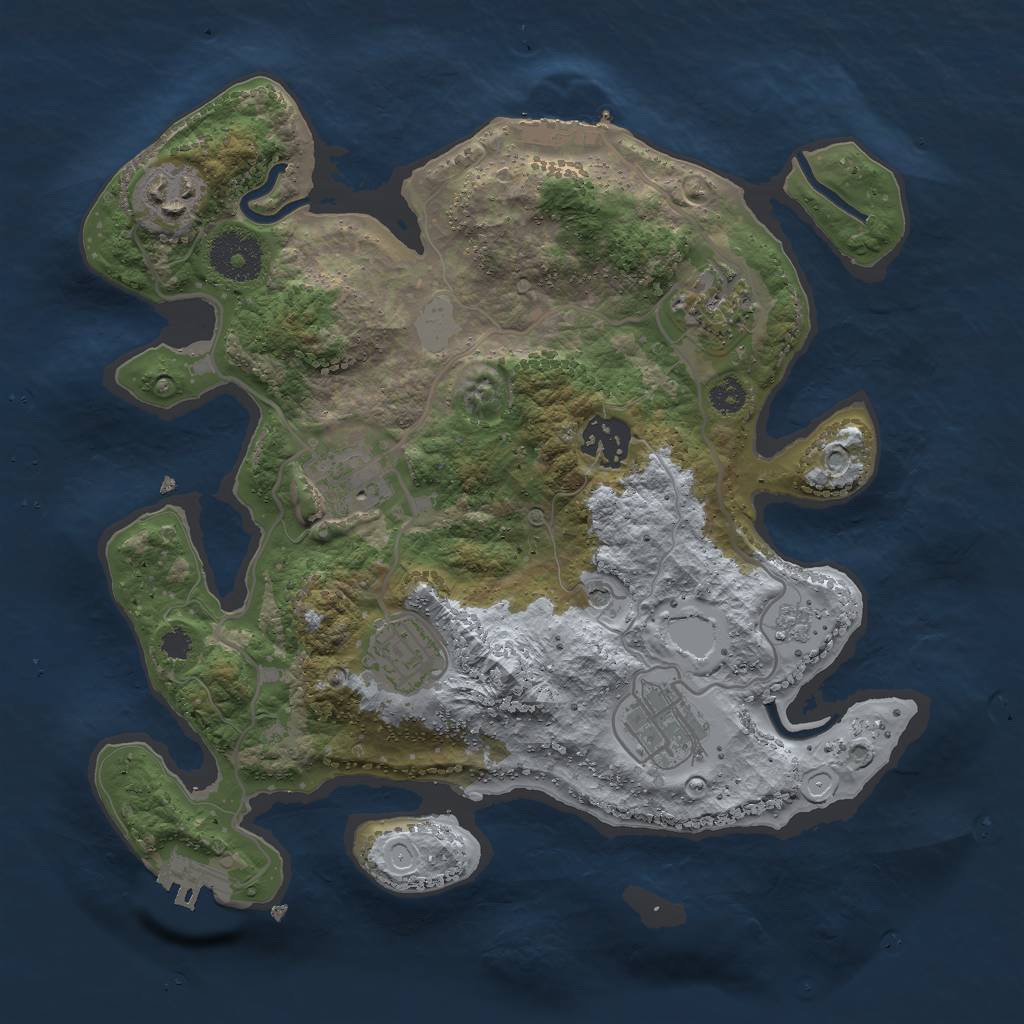 Rust Map: Procedural Map, Size: 3000, Seed: 832090, 13 Monuments