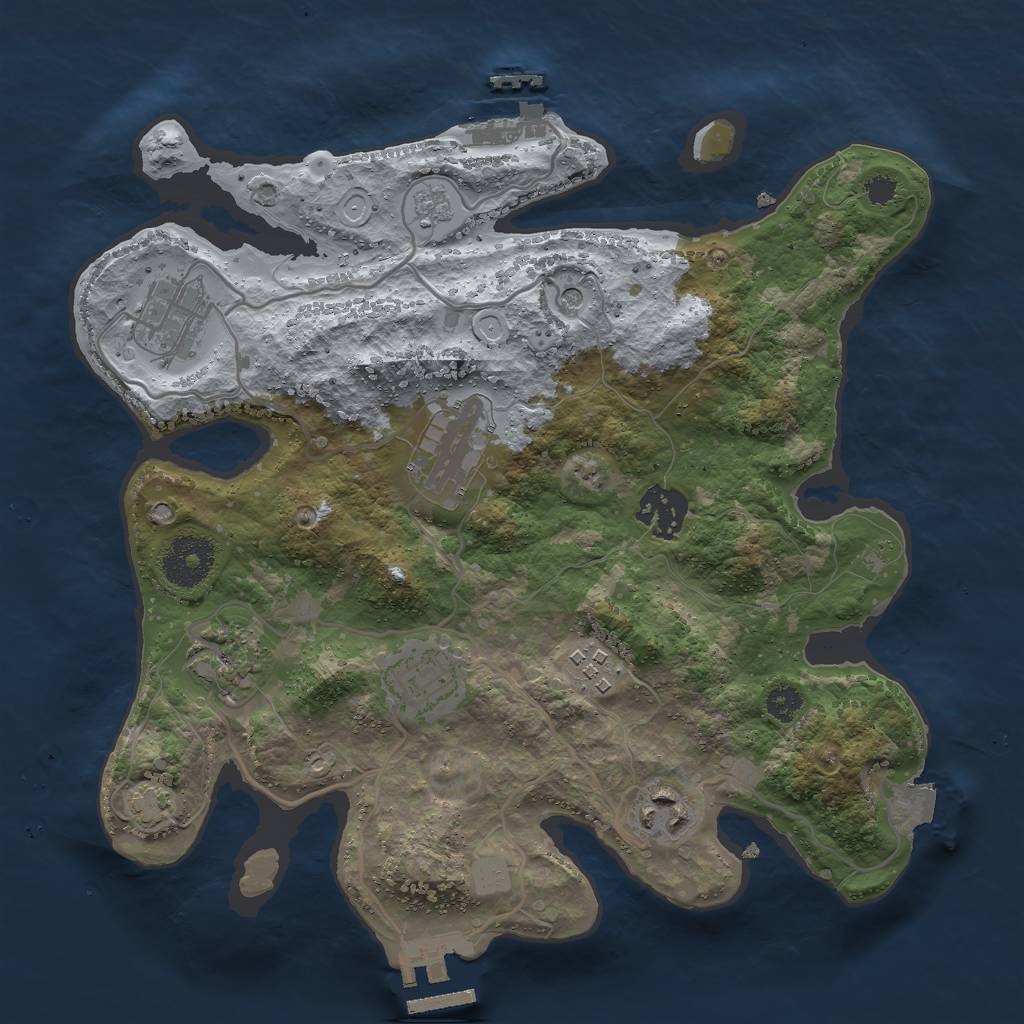 Rust Map: Procedural Map, Size: 3000, Seed: 966745, 15 Monuments
