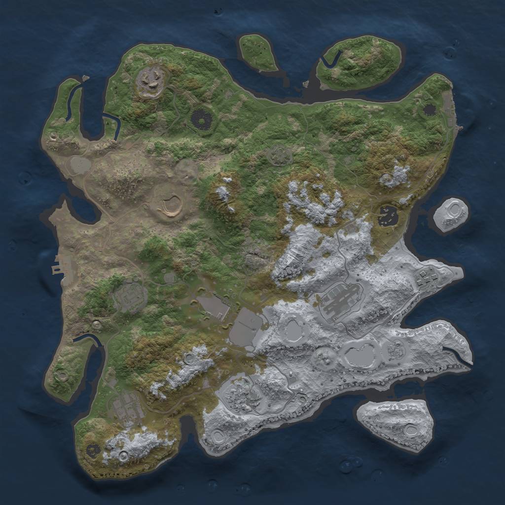 Rust Map: Procedural Map, Size: 3550, Seed: 35782, 16 Monuments