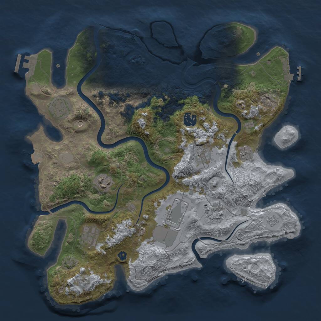 Rust Map: Procedural Map, Size: 3550, Seed: 35782, 14 Monuments