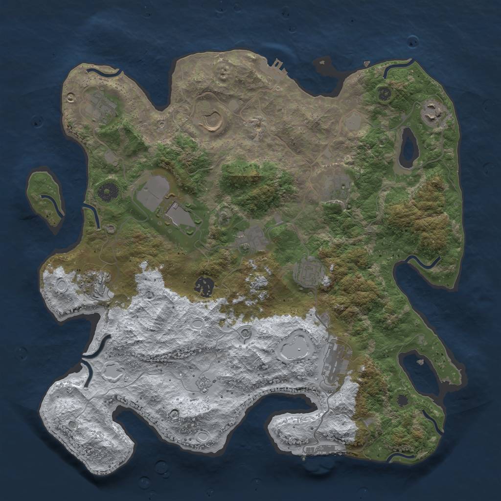 Rust Map: Procedural Map, Size: 3800, Seed: 2147483647, 19 Monuments