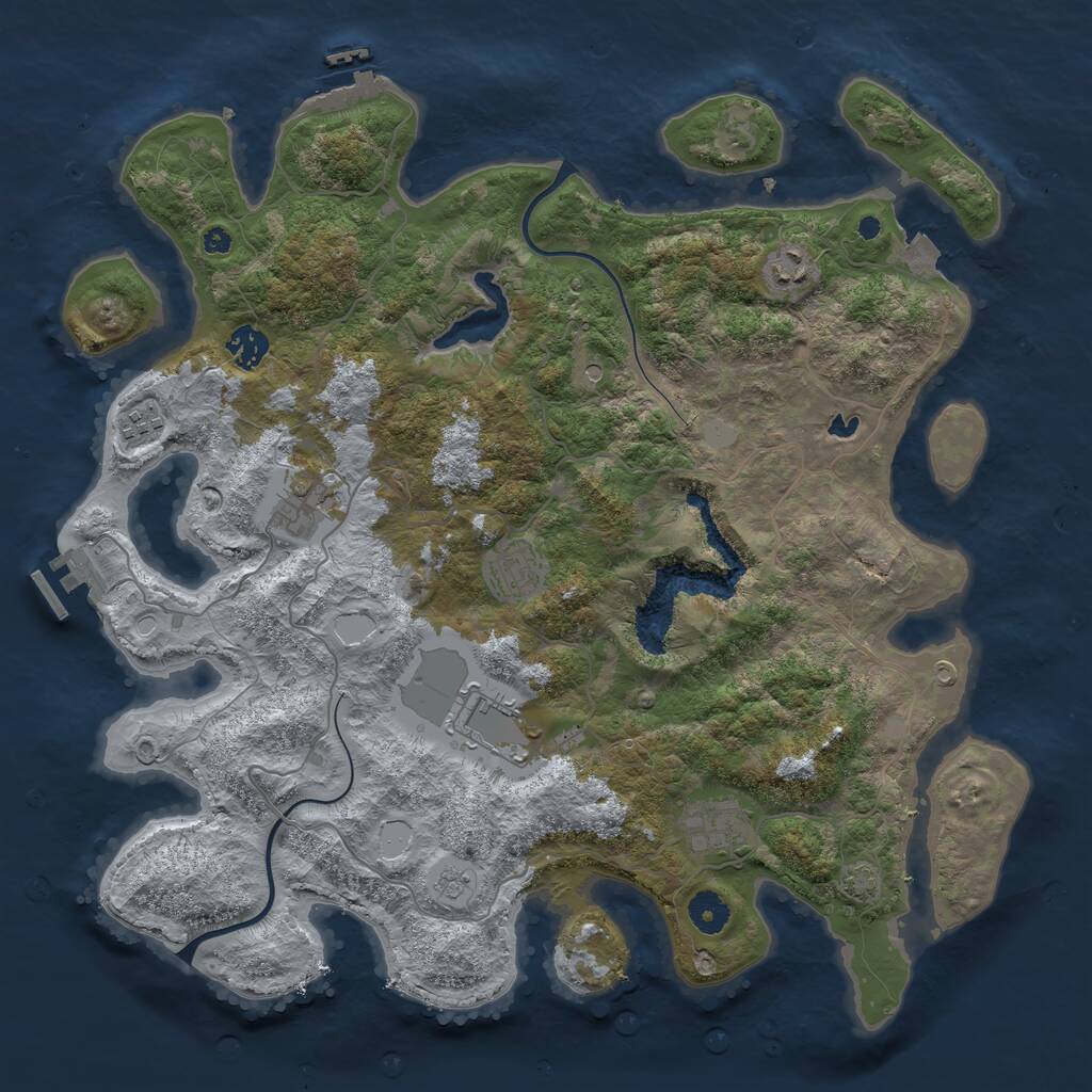 Rust Map: Procedural Map, Size: 4000, Seed: 154838, 13 Monuments