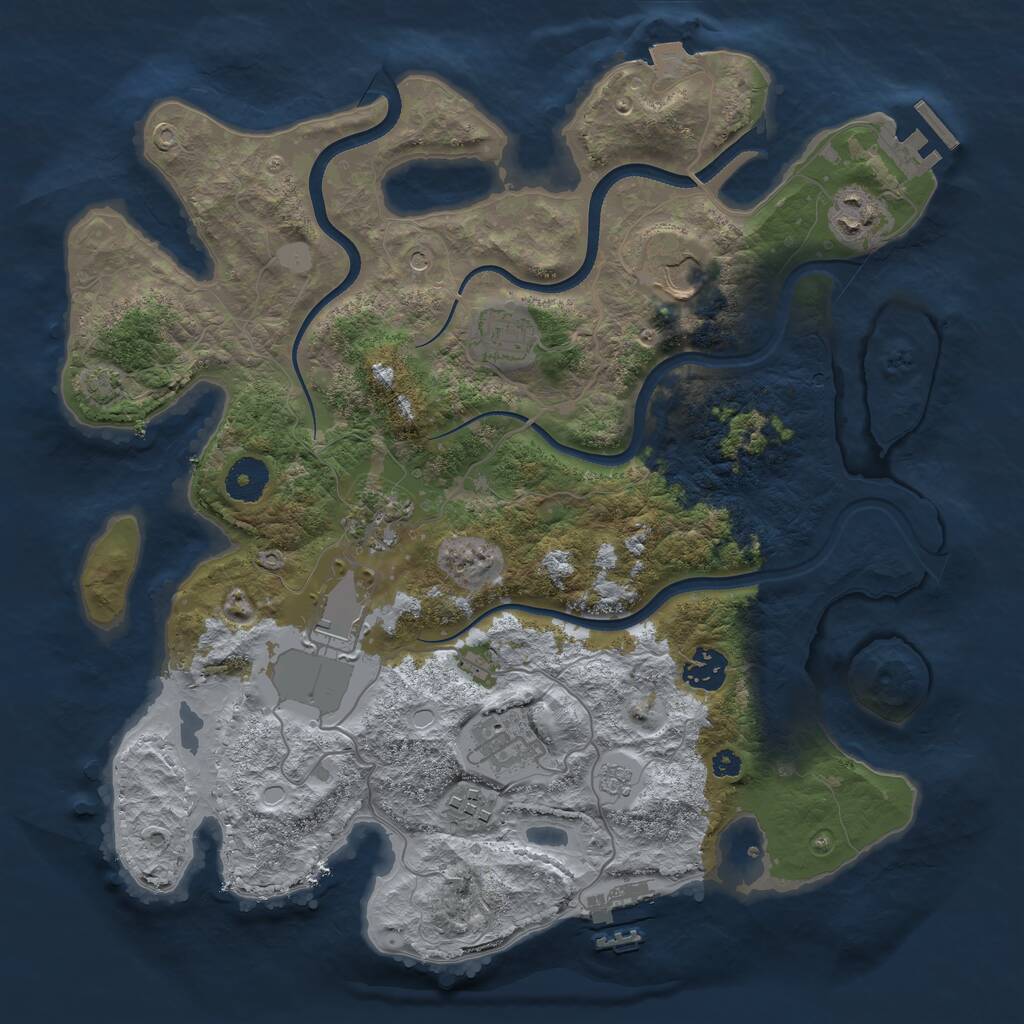 Rust Map: Procedural Map, Size: 3550, Seed: 242528, 14 Monuments