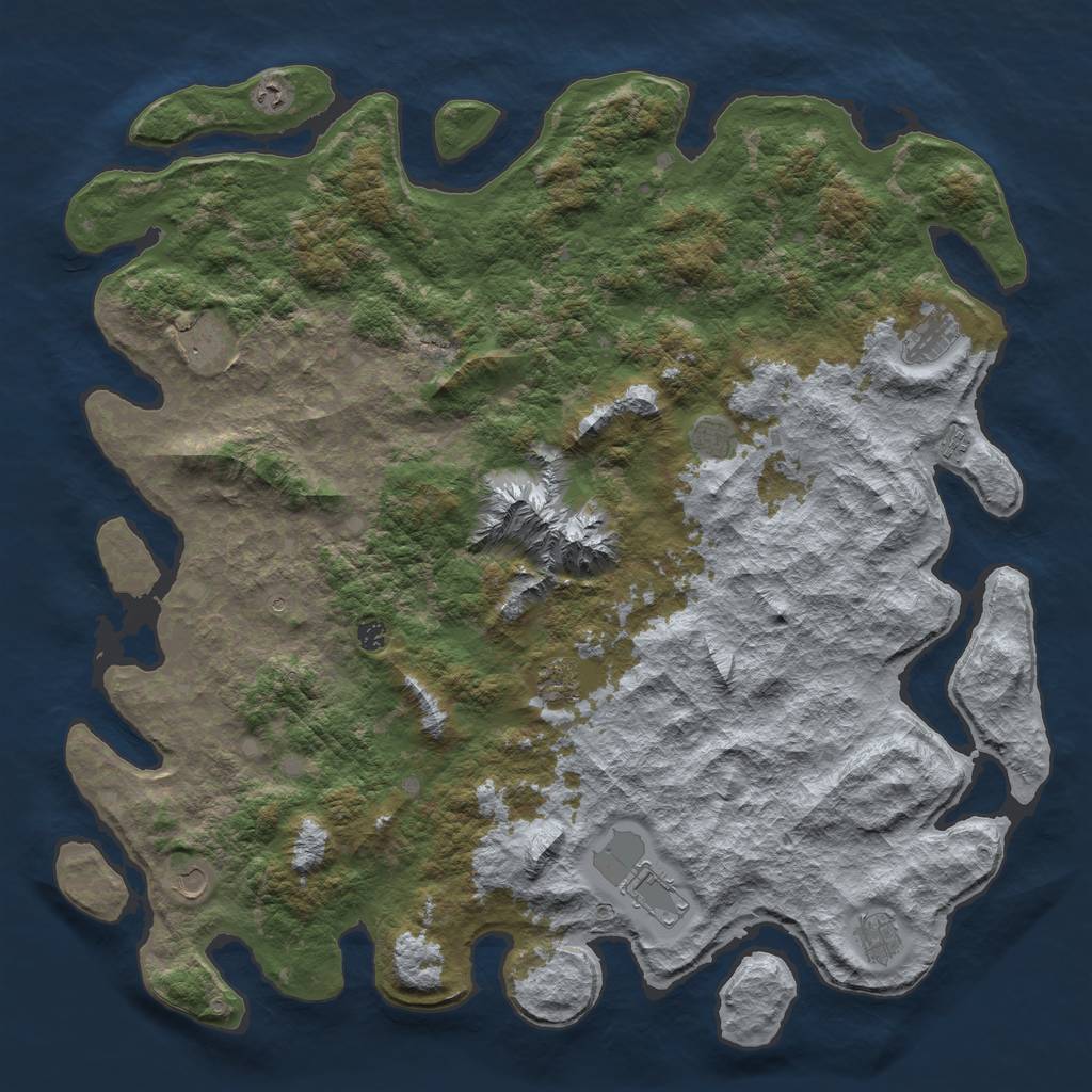 Rust Map: Barren, Size: 5500, Seed: 712372, 13 Monuments