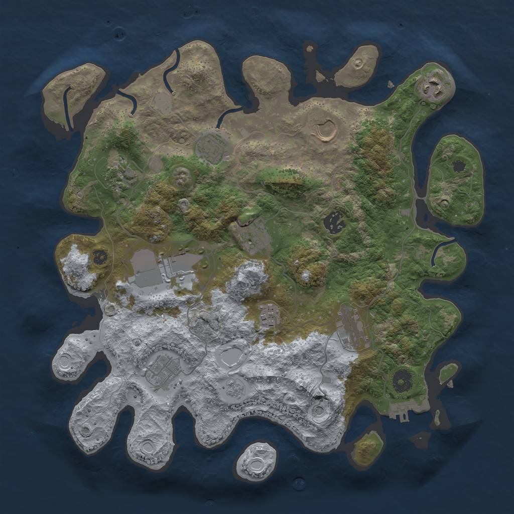Rust Map: Procedural Map, Size: 3550, Seed: 165617, 16 Monuments