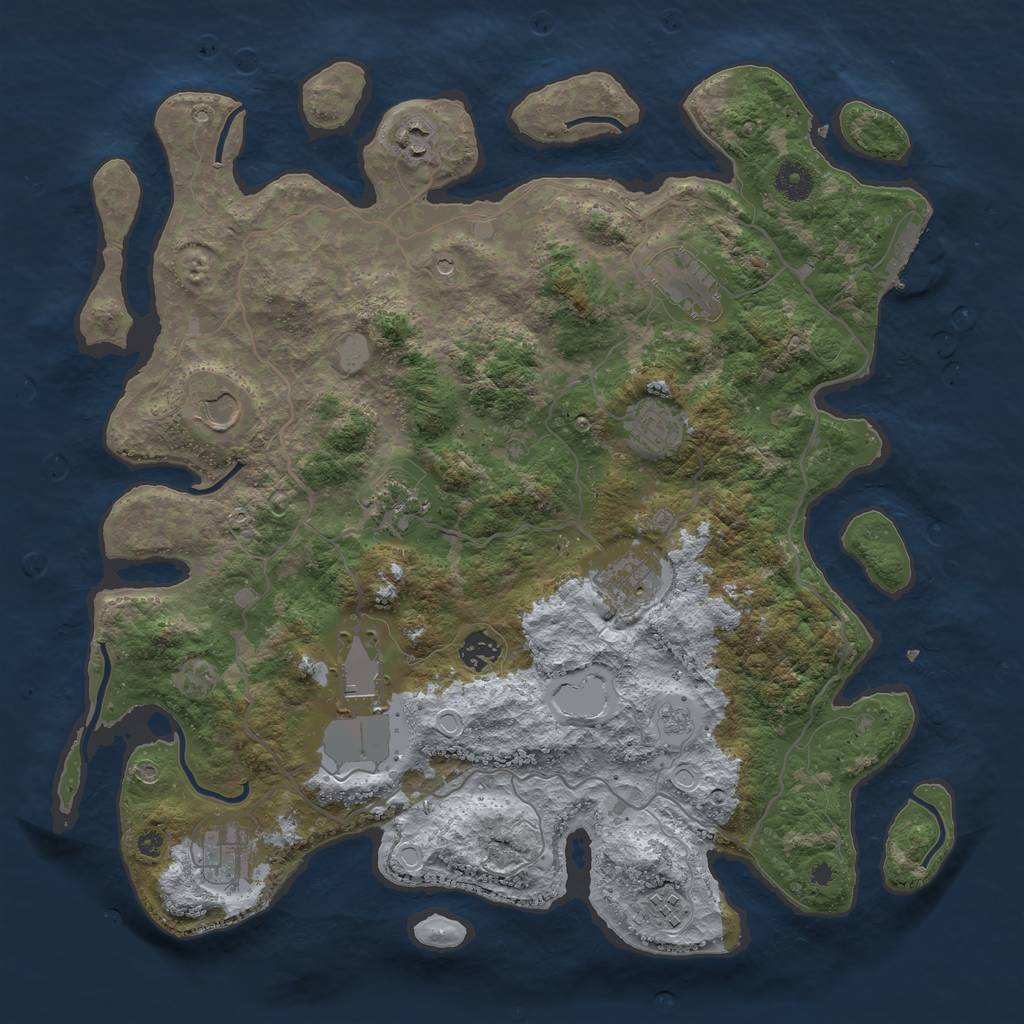 Rust Map: Procedural Map, Size: 4000, Seed: 670922, 16 Monuments