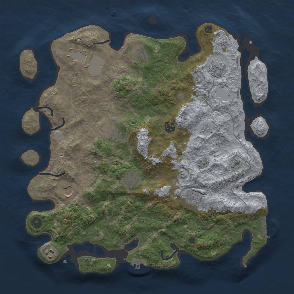Rust Map: Procedural Map, Size: 4000, Seed: 898370, 17 Monuments