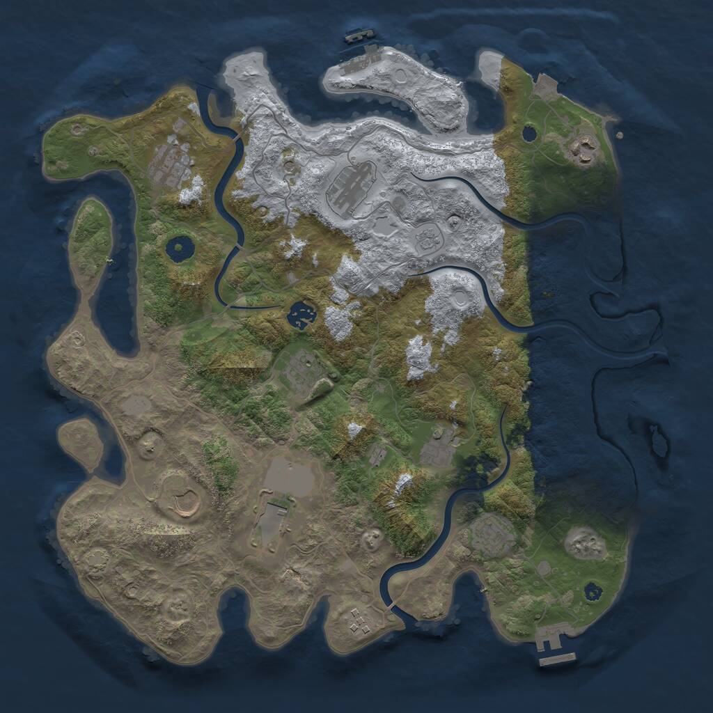 Rust Map: Procedural Map, Size: 3950, Seed: 1654718618, 16 Monuments