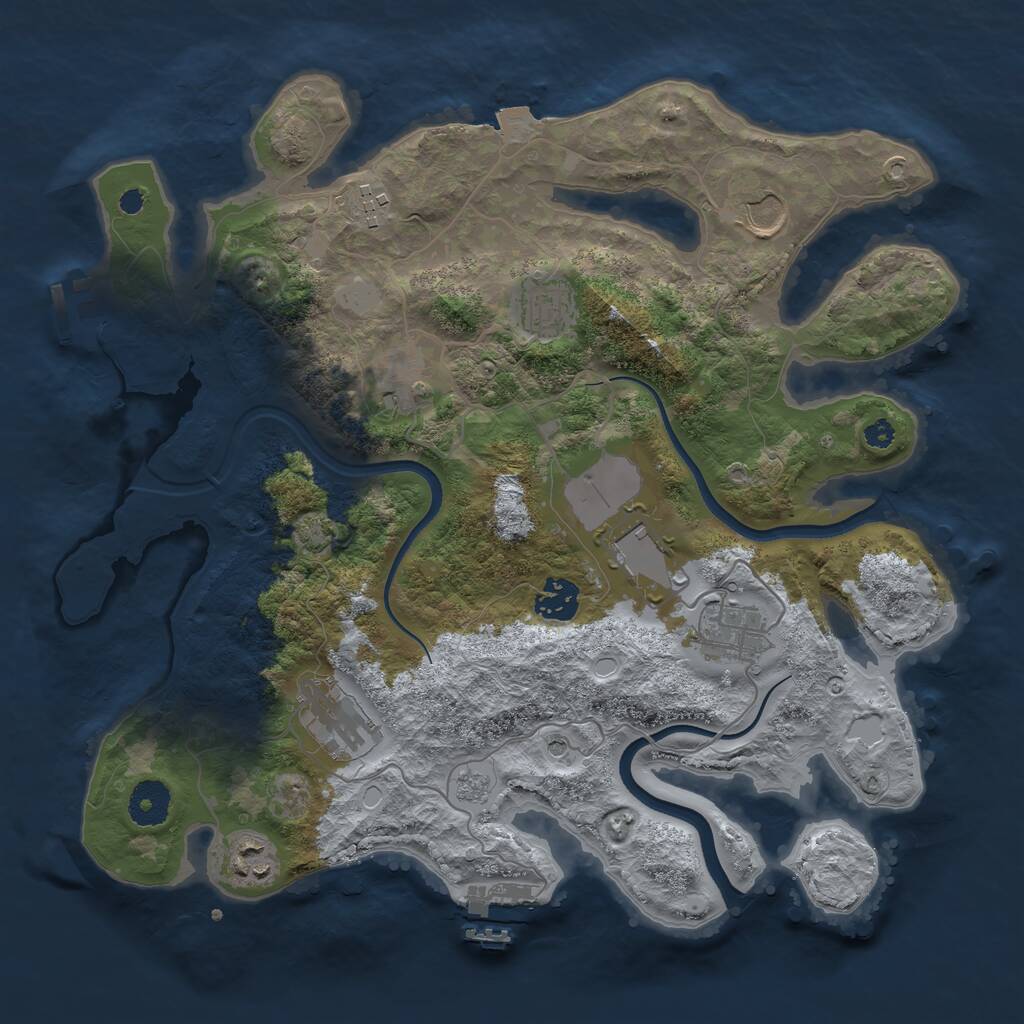 Rust Map: Procedural Map, Size: 3500, Seed: 1338888079, 15 Monuments